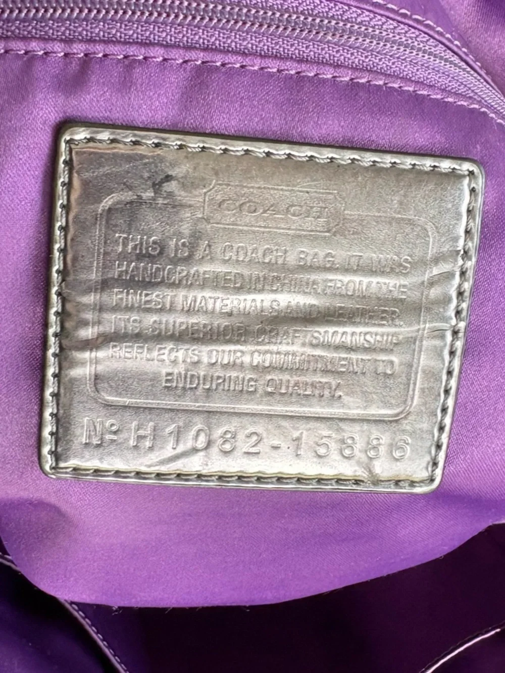 Coach Poppy Tartan Plaid Glam Tote +. Vertical Wristlet (Purple/Pink) 15886 - Picture 4 of 17